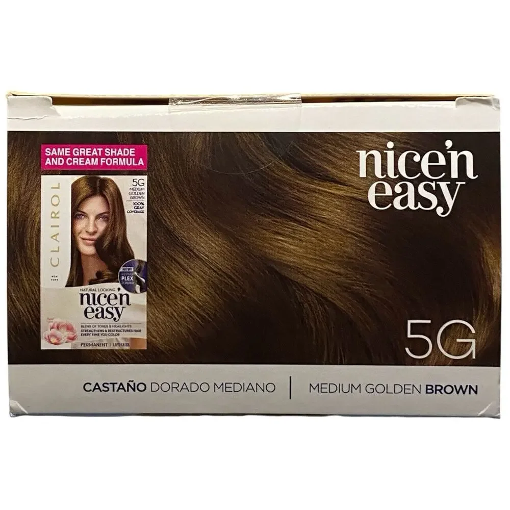 Clairol Nice'n Easy Permanent Hair Color 5G Medium Golden Brown, Pack of 3